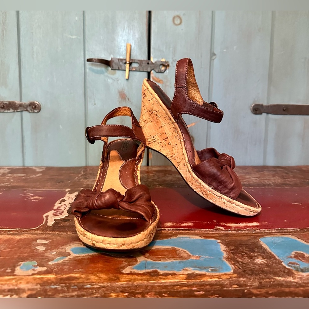 Born Leather Wedge Sandals